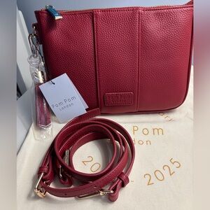 Pom Pom London Red Leather Crossbody Bag